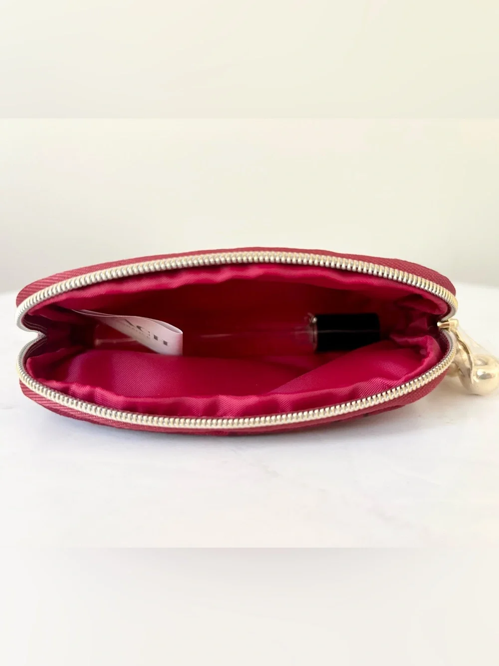 NEW COACH Red Cherry EDP Cosmetic Pouch with Gold Hardware
